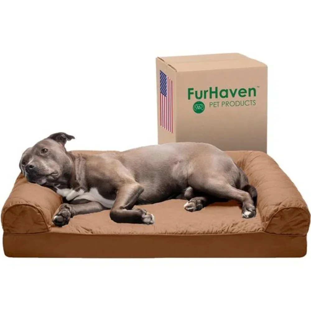 Orthopedic Dog Bed w/ Removable Bolsters & Washable Cover, Toasted Brown, Large